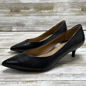 Vionic  Woman’s Josie Leather Black Kitty Heels Shoes Size 6